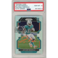 Jaylen Waddle 2021 Panini Prizm Silver Autograph Rookie Card #338 PSA/DNA 10 (Orange)