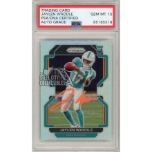 Jaylen Waddle 2021 Panini Prizm Silver Autograph Rookie Card #V-338 PSA/DNA 10 (Orange)