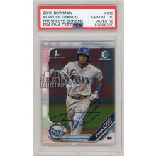 Wander Franco 2019 Bowman Chrome Autograph Card #BCP-100 PSA 10 PSA/DNA 10