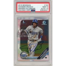 Wander Franco 2019 Bowman Chrome Autograph Card #BCP-100 PSA 9 PSA/DNA 10