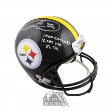 Hines Ward Autographed Steelers Full-Size Football Helmet JSA Stats Inscription