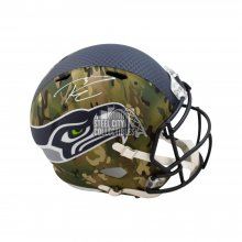Russell Wilson Autographed Seahawks Camo Replica Full-Size Football Helmet - BAS COA