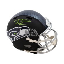 Russell Wilson Autographed Seahawks Flat Black Replica Full-Size Football Helmet - BAS
