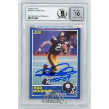Rod Woodson HOF 09 1989 Score Autographed Card #78 - BAS 10