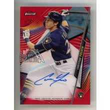 Christian Yelich 2020 Topps Finest Red Refractor Autograph Card #FA-CY 2/5