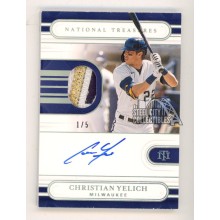 Christian Yelich 2021 Panini National Treasures Autograph Patch Card #TMS-CY 1/5
