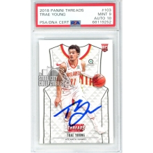 Trae Young 2018-19 Panini Threads Autograph Rookie Card #103 PSA 9 PSA/DNA 10