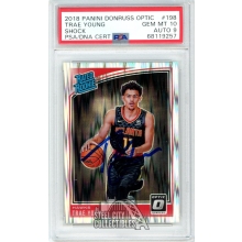 Trae Young 2018-19 Donruss Optic Shock Autograph Rookie Card #198 PSA 10 PSA/DNA 9