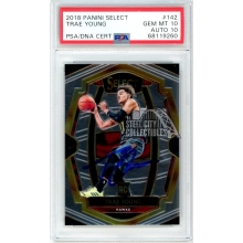 Trae Young 2018-19 Panini Select Autograph Rookie Card #142 PSA 10 PSA/DNA 10