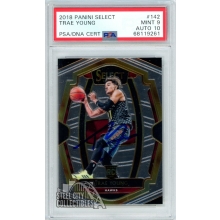Trae Young 2018-19 Panini Select Autograph Rookie Card #142 PSA 9 PSA/DNA 10