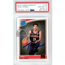 Trae Young 2018-19 Panini Donruss Autograph Rookie Card #198 PSA 10 PSA/DNA 10