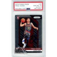 Trae Young 2018-19 Panini Prizm Autograph Rookie Card #78 PSA 10 PSA/DNA 9