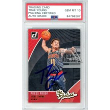 Trae Young 2018-19 Panini Donruss The Rookies Press Proof Autograph Card #5 PSA/DNA 10