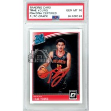 Trae Young 2018-19 Panini Donruss Optic Autograph Rookie Card #198 PSA/DNA 10 (Red)