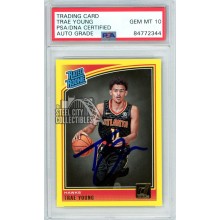 Trae Young 2018-19 Panini Donruss Yellow Autograph Rookie Card #198 PSA/DNA 10
