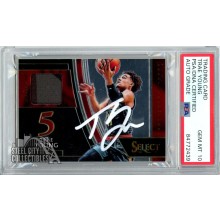 Trae Young 2018-19 Panini Select Autograph Rookie Jersey Card #DS-TYG PSA/DNA 10 (White)
