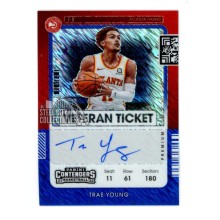 Trae Young 2021-22 Panini Contenders Shimmer Autograph Ticket Card #VT-TYG 09/10