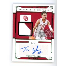 Trae Young 2021 National Treasures Collegiate Autograph Patch Card #LMS-TY 1/5