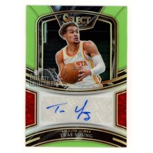 Trae Young 2020-21 Panini Select Green Autograph Card #SG-TYG 35/35