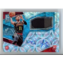 Trae Young 2018-19 Panini Spectra Blue Autograph Rookie Jersey Card #104 79/99